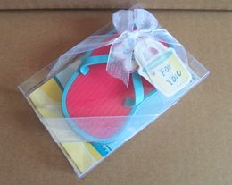 (10 stuks/kavel) Wedding en feestluchthaven geschenk van flip flop strand thema bagage -label voor bruiloft souvenirs feest gunst