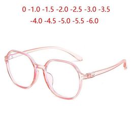 -100 -150 à -600 Lunettes ovales mignonnes pour myopes, mode étudiant, moins degrés dioptriques, noir, rose, monture transparente, Sunglasse299e