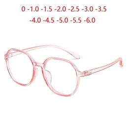 -100 -150 tot -600 schattige ovale myopes Lunettes mode student minus graad Diopter bril Zwart roze transparant frame sunglasse2631