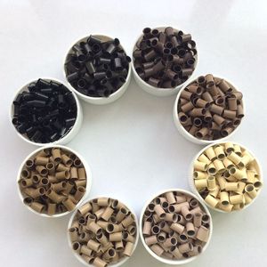 (1000 unids/bolsa, 3,0mm x 2,4mm x 4,0mm) Cuenta de microtubo de cobre recto con Mini cerradura para extensión de cabello con punta I