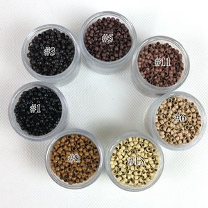 (1000pcs / bouteille) 2,9x1,9x2,0 mm 7 perles de cuivre en couleur pour les extensions de cheveux nano-anneaux