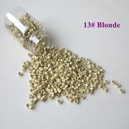 (1000 stks / fles) 4.5mm * 2.5mm * 2.5mm Blonde Micro-buizen met Silicone Micro Links Micro Tubes Micro Ringen voor Hair Extensions