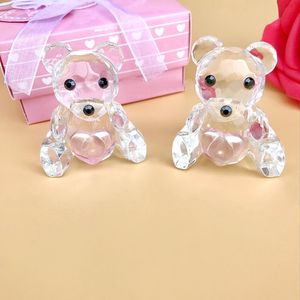 50 stks baby shower gunsten keuze kristallen collectie teddybeer ornament -stink hart voor meisje verjaardag souvenir pasgeboren doop cadeau