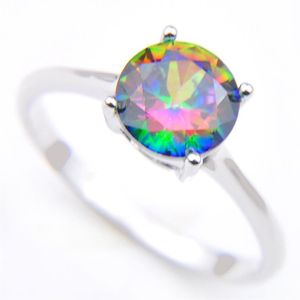 --- 10 stks Vintage Silver 925 Queen Fancy Natural Mystic Topaz Round Ring voor Valentijnsdag CR04713015