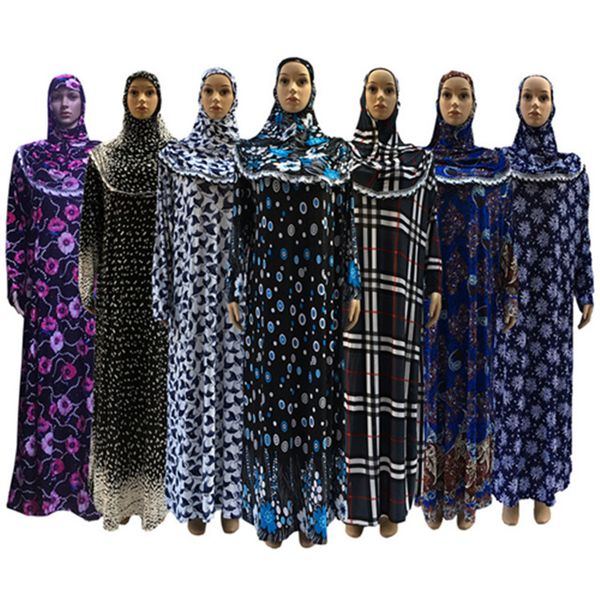 (12 unids/lote) nuevo estilo mujeres Kaftan musulmán abaya Maxi vestido ropa de oración Islam hijab abaya
