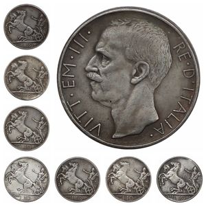 (1927-1933) 7 pièces Italie 10 lires pièces de monnaie plaquées argent