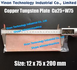 (1 STÜCK PACKUNG) 12x75x200mm Kupfer-Wolfram-Platte CuW75 (W75+Cu25), edm Wolfram-Kupfer-Elektrode W75, Electric Spark Wolfram-Kupfer-Blocklegierung