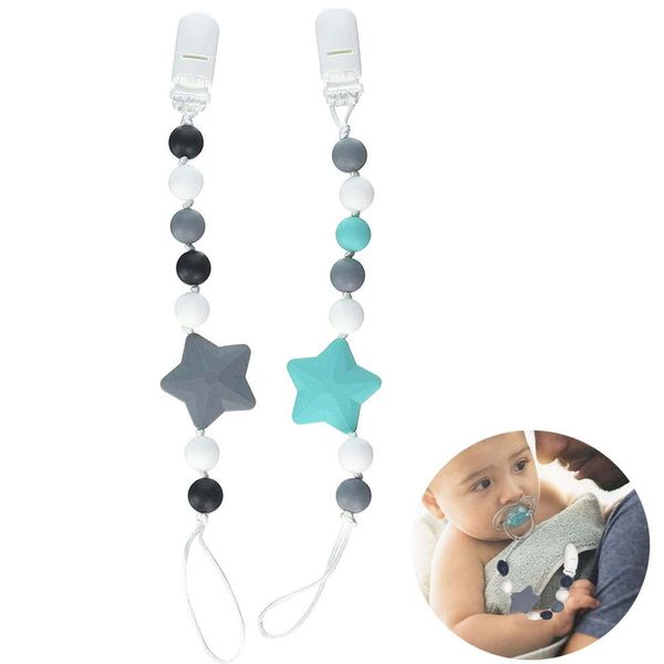 (Paquet de 2) perles à mâcher en Silicone Anti-chute pour bébé, clip de chaîne de sucette, jouet support sans BPA pour filles et garçons