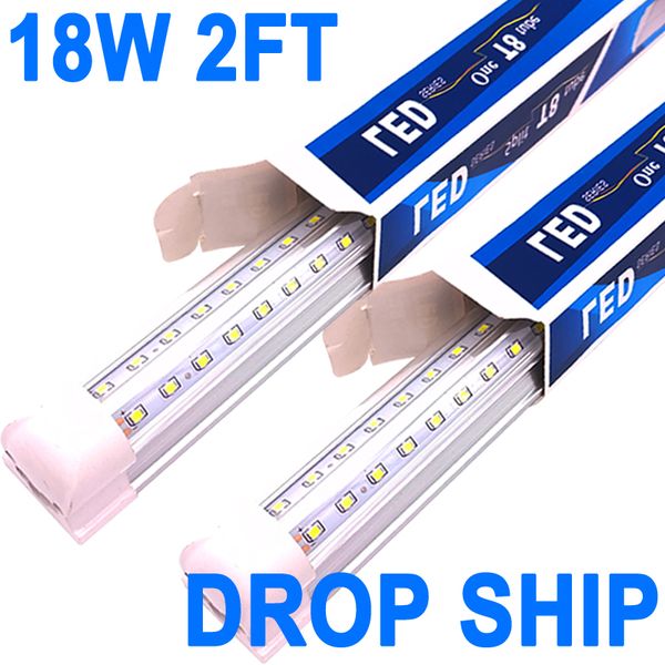 (Paquete de 25) Lámpara LED para tienda de 2 pies, forma de V 18W 1800LM 6500K (luz blanca diurna), 2 pies, 24'', tubo LED integrado T8 con lente transparente, bombillas LED conectables para garaje, taller crestech