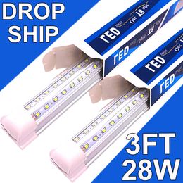 (25-pack) 3Ft LED-winkelverlichtingsarmatuur, V-vorm 28W 2800LM 6500K (daglichtwit), 3 voet, 36'' T8 geïntegreerde LED-buis, koppelbare led-lampen, garage, magazijnen, heldere lens usastock