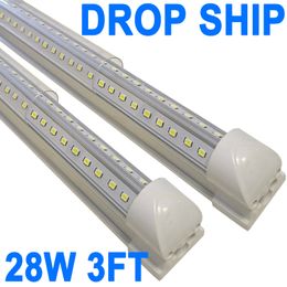 (Paquete de 25) Lámpara LED para tienda de 3 pies, forma de V 28W 2800LM 6500K (luz blanca diurna), lente transparente de 3 pies, tubo LED integrado T8 de 36'', bombillas LED conectables para garaje, taller crestech