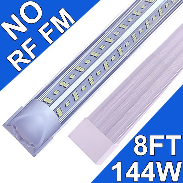 (Paquet de 25) Luminaire d'atelier LED de 4 pieds, forme en V 72W 72000LM 6500K (NO-RF RM), tube LED intégré T8 de 4 pieds, 48 pouces, ampoules LED connectables aux écoles, garages, entrepôts, lentille transparente usastock