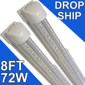 (Paquet de 25) Luminaire d'atelier LED de 8 pieds, forme en V 72W 7200LM 6500K (blanc lumière du jour), 8 pieds, tube LED intégré T8 de 96 pouces, ampoules LED connectables pour garage, entrepôts, lentille transparente usastock