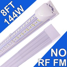 (Paquete de 25) Luz LED para tienda de 8 pies NO-RF RM Forma de V 144W 144000LM 6500K, 8 pies, tubo LED integrado T8 de 96 '', bombillas LED conectables para garaje, almacén de barbería, lente transparente usastock