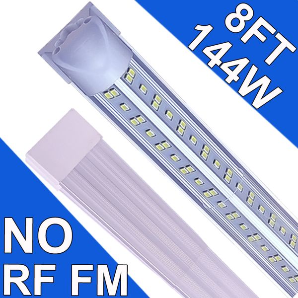 (Paquet de 25) Lampe d'atelier LED de 8 pieds NO-RF RM en forme de V 144W 144000LM 6500K, 8 pieds, tube LED intégré T8 de 96 pouces, ampoules LED connectables pour garage, entrepôt, lentille transparente usastock