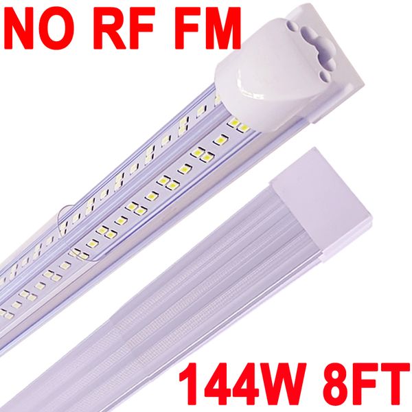 (Paquet de 25) Lampe d'atelier LED de 8 pieds NO-RF RM Forme en V 144W 144000LM 6500K, 8 pieds, 96'' T8 Tube LED intégré, ampoules LED connectables pour garage, entrepôt, lentille transparente Barn Crestech