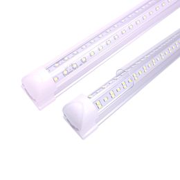 8FT Tubo LED integrato a forma di V, 72W 100W 144W Le luci del negozio funzionano senza alimentatore T8, copriobiettivo trasparente, bianco freddo 6000K Confezione da 25 STOCK USA