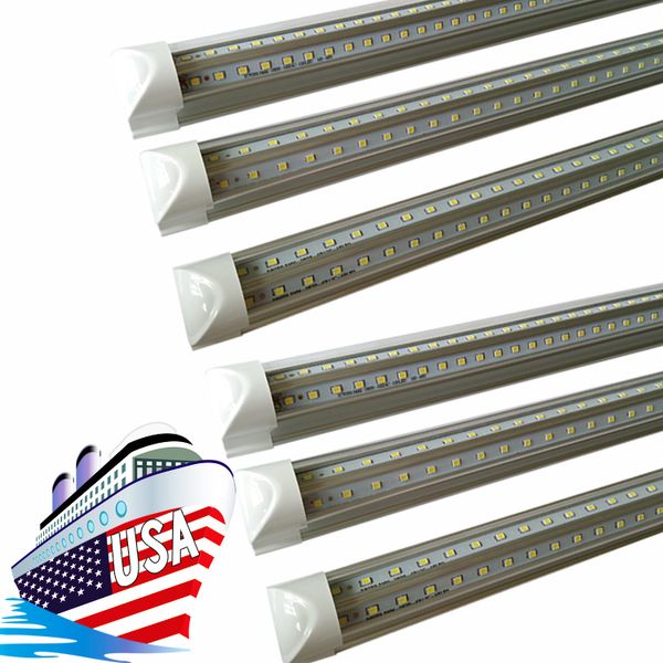 Tubes LED lumière du jour blanche 8ft 72W bureau LED intégré T8 V forme Tube lumière SMD2835 240LEDS stock américain