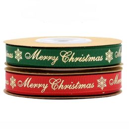 25 yardslot 10 mm oro rojo y verde estampado cinta decorativa cintas de decoración de Navidad Y201020