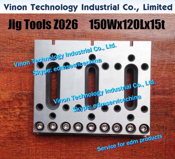 (2 pièces/lot) Z026 outils de gabarit edm 150Wx120Lx15tmm pour machine edm coupée à fil, outil de gabarit en acier inoxydable pour panneau de fixation EDM à fil pour le serrage et le nivellement