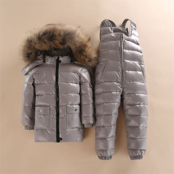 -30 3 ~ 5 ans Russe Snowsuit Enfants Ensembles Bébé Blanc Down Garçons Vêtements imperméables Enfants Manteau Veste d'hiver pour filles Enfant Parka LJ201017