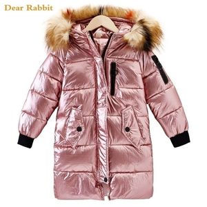 -30 Chaqueta de invierno para niños Ropa para niña Abrigo impermeable cálido Con capucha Abrigos largos de algodón para niños Ropa de abrigo parka LJ201017