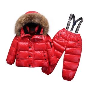 -30 grados invierno niños ropa conjuntos bebé niño niñas pato blanco abajo nieve desgaste abrigos gruesos monos chaqueta niños ropa traje lj201017