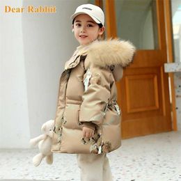 -30 degrés enfants doudoune hiver parka pour filles vêtements vêtements bébé long manteau costume de ski épaissir enfants snowsuit 1-8 ans 211203