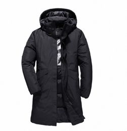 -30 degrés Lg Down Jacket Hommes Top Qualité Épais Hiver 2022 NOUVEAU Chapeau Détaché Chaud Parka Imperméable Coupe-Vent X7qV #