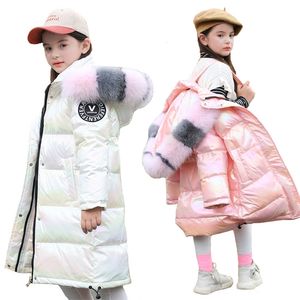 -30 grados ruso 2020 traje de nieve de invierno para niñas chaquetas de plumón con capucha espesar impermeable niños al aire libre ropa de abrigo para niños LJ201017