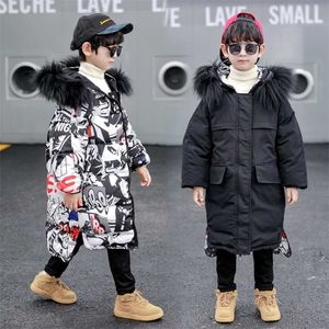 -30 Russische winterjassen Kinderkleding Snowsuitjack Waterdichte Outdoor Hooded Jas Boys Kids Parka Kleding 4-13 jaar 211203