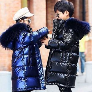 -30 manteaux d'hiver russes pour filles vêtements épais veste de costume de neige imperméable extérieur manteau à capuche adolescents garçons enfant Parka vestes 211203