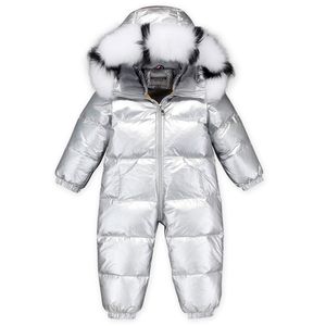 -30 Ruso invierno traje de nieve niño chaqueta de bebé 90% pato abajo ropa infantil al aire libre niñas escalada para niños mono 2 ~ 5 años LJ201017
