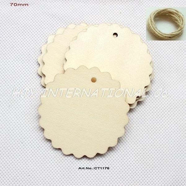 (40 pcs/lot) 70mm naturel inachevé grand cercle bois disque découpes rond en bois disque mariage artisanat 2.8 