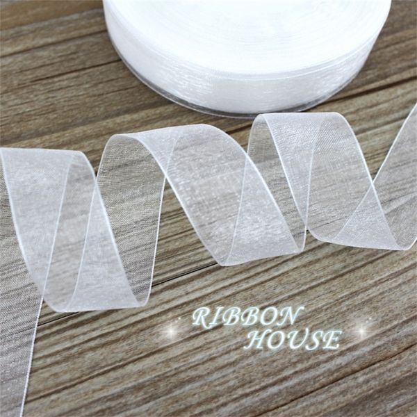 (50 mètres / rouleaux) 3/4 '' (20mm) rubans de rubans en organza blanc de décoration rubans de Noël Y201020