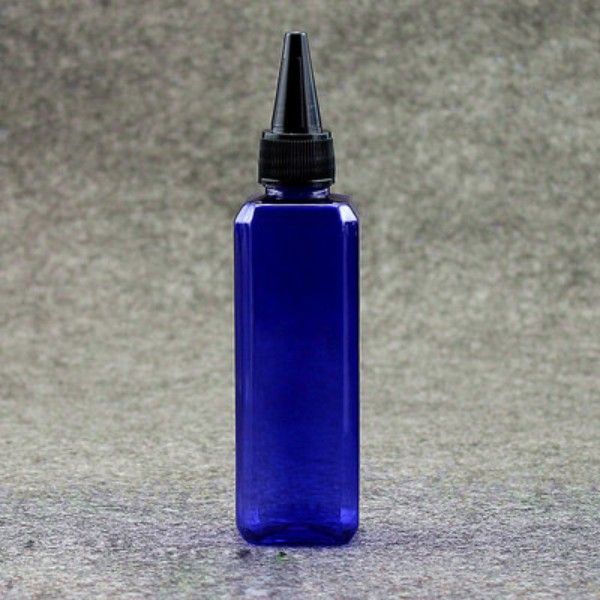 (50 uds) botellas de plástico cuadradas vacías azules/transparentes de 100ml con tapa superior de boca puntiaguda, tapa de rosca para contenedores de alimentos para mascotas DIY