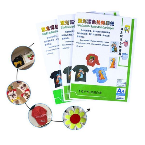 (A4*10 pièces) papier d'impression par transfert de chaleur Laser papier auto-désherbant pour t-shirt papier de transfert thermique de couleur claire