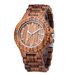 - Montres à grand cadran pour hommes montre à main en bambou montre de créateur mince rétro simple quartz en bois montre-bracelet bon marché 243T