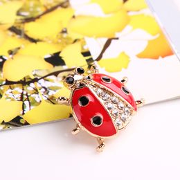 Moda Ladybug Broche Pin Personalidad Diseñador Insecto Collar Clips Trajes Camisa Suéter Prendedores para Hombres Mujeres