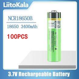 (Par mer) 100 pcs/lot LiitoKala NCR18650B 3400 mah 18650 batterie 3.7 v 3400 mah batterie au Lithium li-on cellule Batteries rechargeables à dessus plat