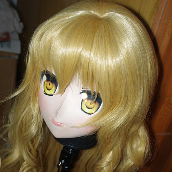 (C2-037) Máscara facial de goma de silicona para mujer hecha a mano de Japón KIG Cosplay con peluca Kigurumi Máscaras Crossdresser Doll Anime Juego de roles