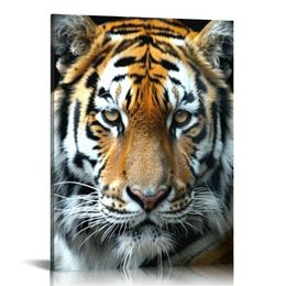 - Canvas Tiger Picture Print Wall Art Animal Canvas Artwork uitgerekt Giclee canvas afdrukken Hangende wanddecor klaar om te hangen (16''x20 '')
