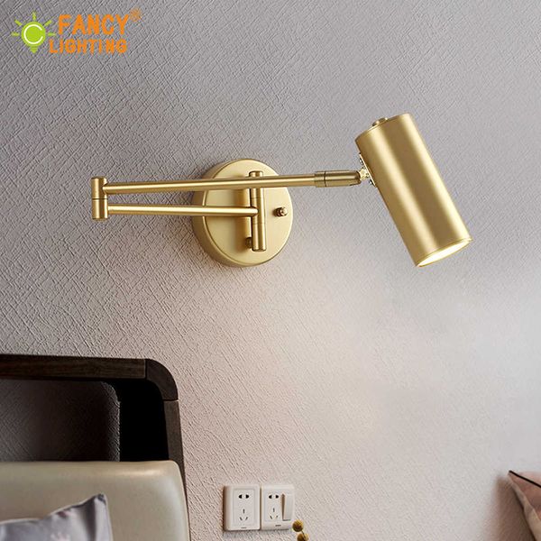 (Ampoule E27 gratuite) Applique murale à LED Applique murale dorée Angle réglable / Longueur applique murale chambre / salle de bain / lampe de chevet 210724