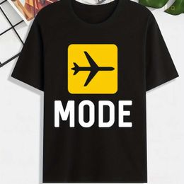 ''FLIGHT MODE'' Print Dames Zomer Grafische T-shirt met korte mouwen Casual Comfortabele Vrouwelijke Tops T-shirts