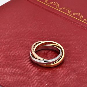'Gold Sier Rosegold' Three-Ring Crossing Triple Rings for Women Men Lovers '316L Titanium Steel Wedding Band Aneis Anel Bague Femme Originele ontwerpontwerper Rin