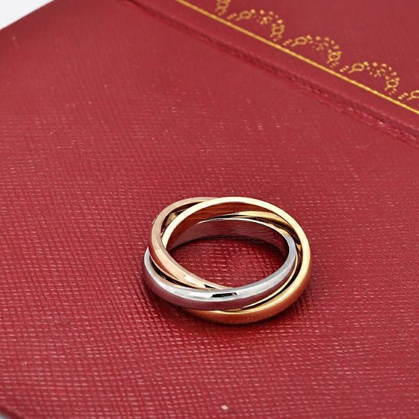 Anei260h – trois anneaux croisés «or argent rose or», pour femmes et hommes amoureux, bracelet de mariage en acier titane 316L
