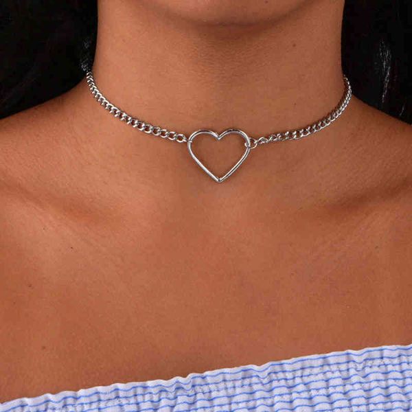 -Colliers ras du cou coeur creux pour femmes collier de déclaration en gros coeur délicat pendentif-collier cadeau livraison directe