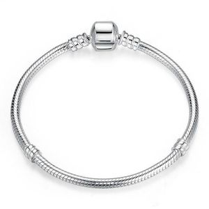 (Op voorraad)Fabriek Groothandel 925 Sterling Zilveren Armbanden 3mm Snake Chain Fit Pandora Charm Bead Bangle Armband Sieraden Cadeau Voor mannen Vrouwen