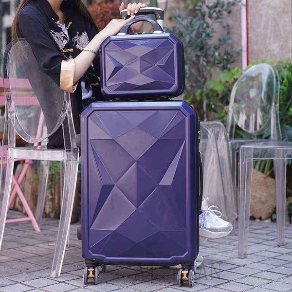 `` Inch Travel Suitcase on Wheels Rolling Set Set Women Trolley Bag '' Portez les ensembles de cabine Nouveau boîtier J220708 J220708