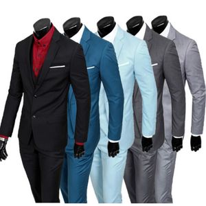 (jas + vest + broek) Nieuwe lente heren slim fit bedrijf een driedelige pakken / mannelijke goede bruidegom jurk / mannen blazers gratis verzending